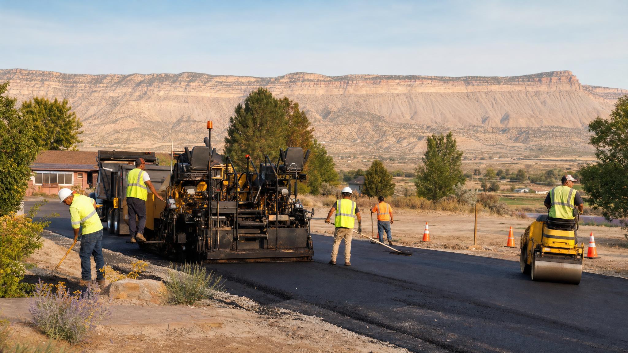 Asphalt paving crew in Grand Junction, CO